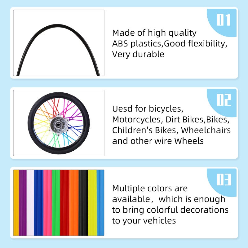 PPXIONG Red Spoke Skins Covers: 8-21 inch Rims Protector & Decoration for Dirt Bike | Mountain Bike | Bicycle | Wheelchair | Motorcycle - 72 Pcs - Image 2